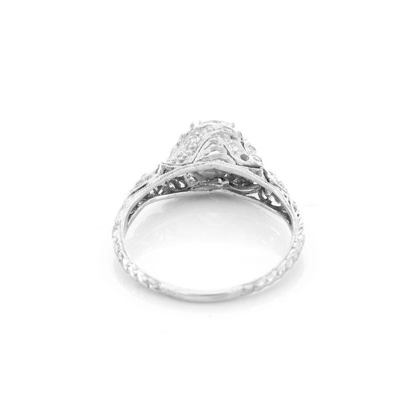 Approx. 1.37 Carat TW Diamond and Platinum Engagement Ring