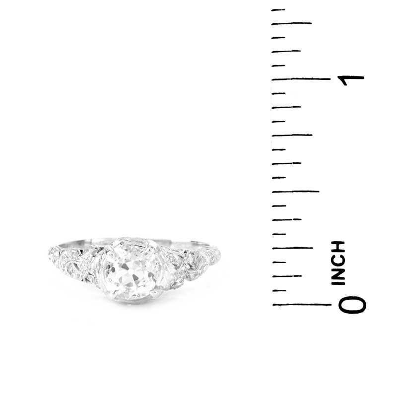 Approx. 1.37 Carat TW Diamond and Platinum Engagement Ring