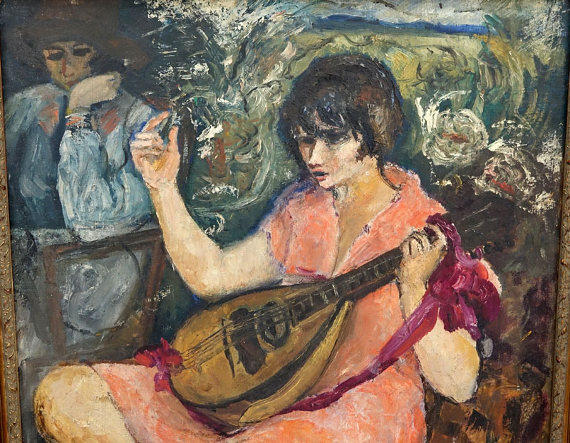 Marcel Dyf, French (1899-1985) Oil on Canvas, Woman Playing Mandolin