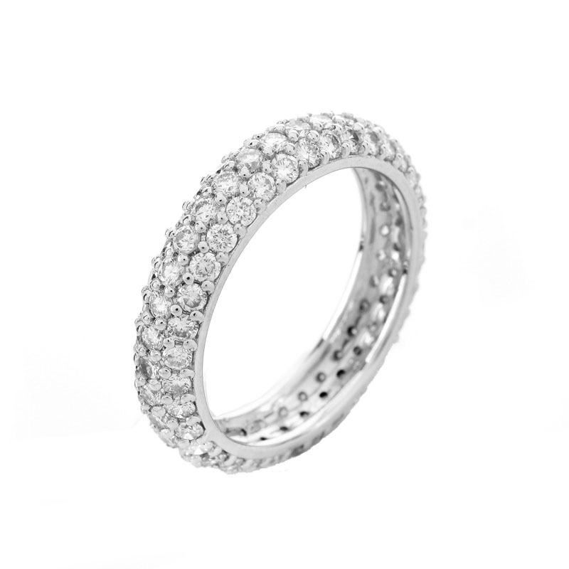 Approx. 2.0 Carat Pave Set Round Brilliant Cut Diamond and Platinum Eternity Band