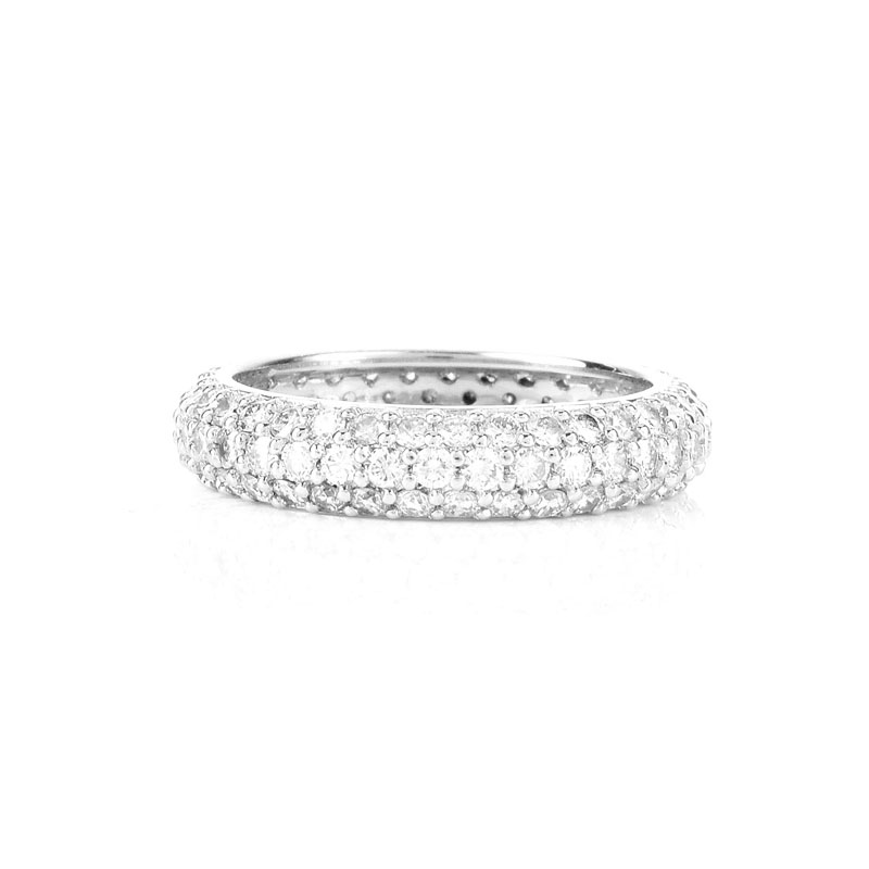 Approx. 2.0 Carat Pave Set Round Brilliant Cut Diamond and Platinum Eternity Band