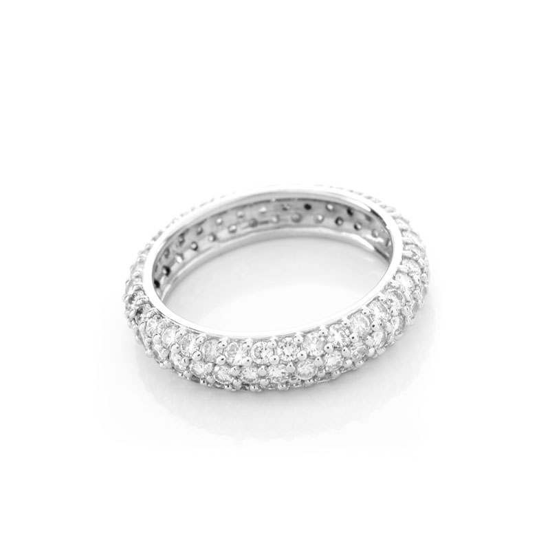 Approx. 2.0 Carat Pave Set Round Brilliant Cut Diamond and Platinum Eternity Band