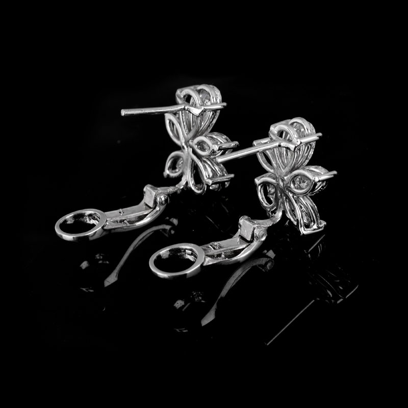 Harry Winston style Approx. 3.75 Carat Pear and Marquise Cut Diamond and Platinum Earrings