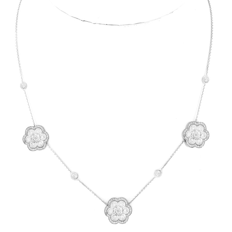Contemporary Approx. 2.10 Carat Round Brilliant Cut Diamond and 14 Karat White Gold Necklace