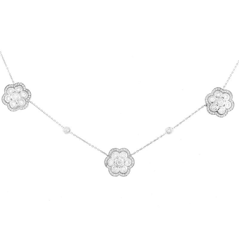 Contemporary Approx. 2.10 Carat Round Brilliant Cut Diamond and 14 Karat White Gold Necklace