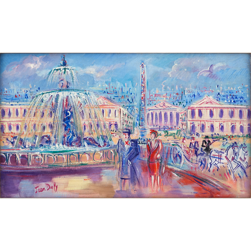 Jean Dufy, French (1888-1964) Oil on Canvas "Fiacres et Promeneurs Sur la Place de la Concorde"