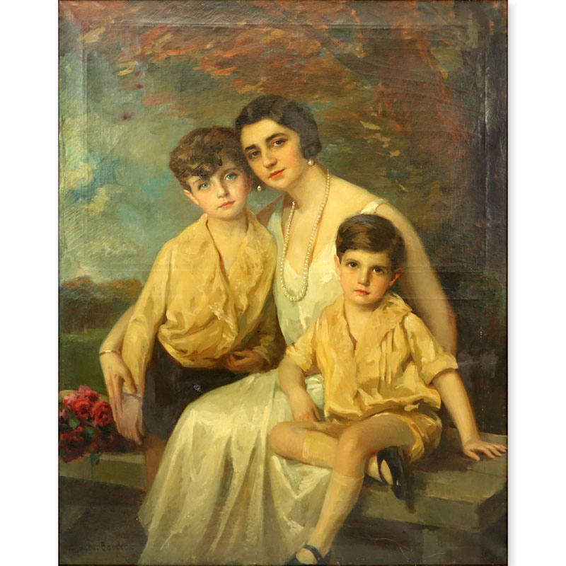 Cyprien Eugène Boulet, French (1877-1927) Circa 1910 Oil on Canvas, Mother with Sons