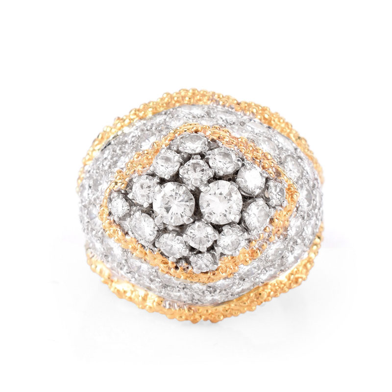 Circa 1950s Approx. 3.0 Carat Round Brilliant Cut Diamond and 18 Karat Yellow Gold Dinner Ring