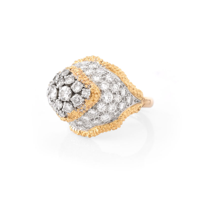 Circa 1950s Approx. 3.0 Carat Round Brilliant Cut Diamond and 18 Karat Yellow Gold Dinner Ring