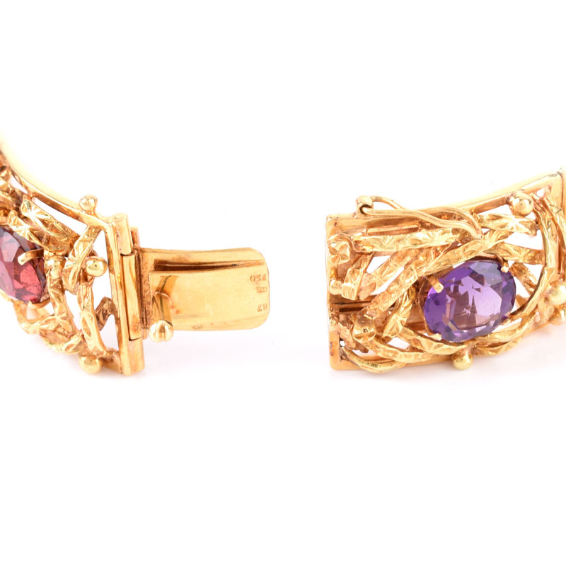 Vintage 18 Karat Yellow Gold and Multi Gemstone Bracelet.