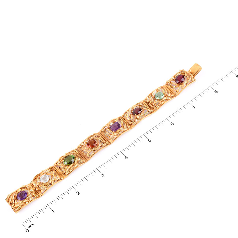 Vintage 18 Karat Yellow Gold and Multi Gemstone Bracelet.