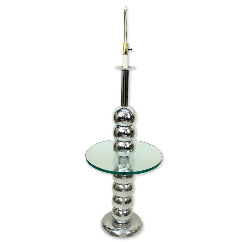 Mid Century Modern George Kovacs Style, Chrome Stacked Ball and Glass Floor Lamp. 