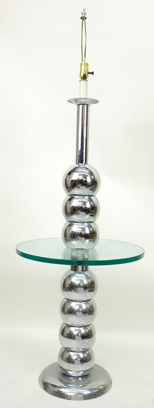 Mid Century Modern George Kovacs Style, Chrome Stacked Ball and Glass Floor Lamp. 