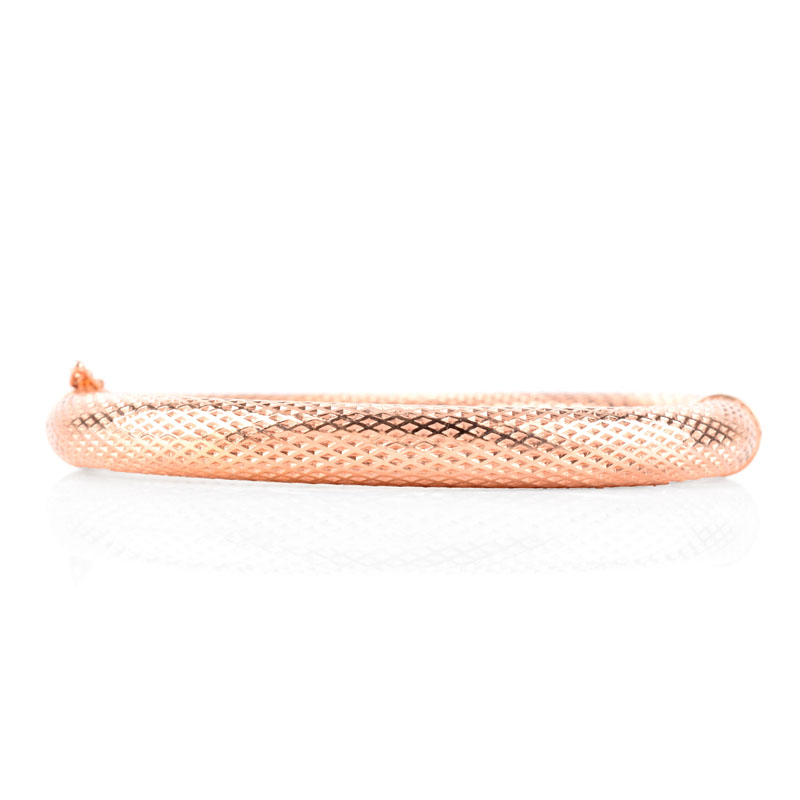 Italian 14 Karat Rose Gold Hinged Bangle Bracelet.