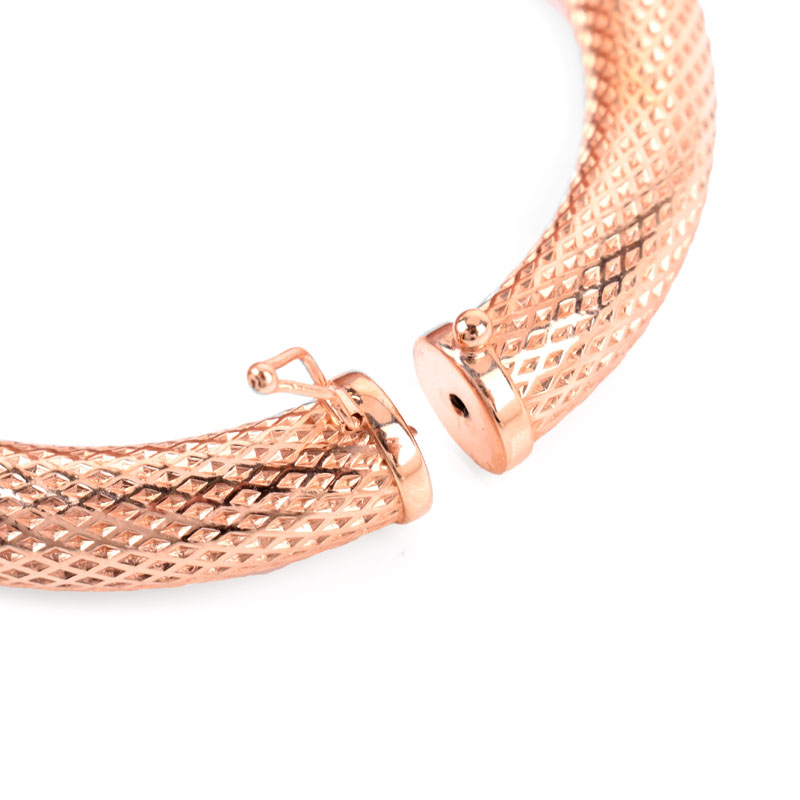 Italian 14 Karat Rose Gold Hinged Bangle Bracelet.