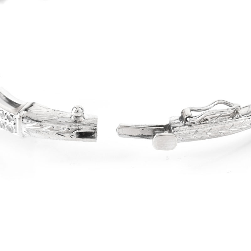 Art Deco Diamond, Sapphire and Platinum Bangle Bracelet Watch.