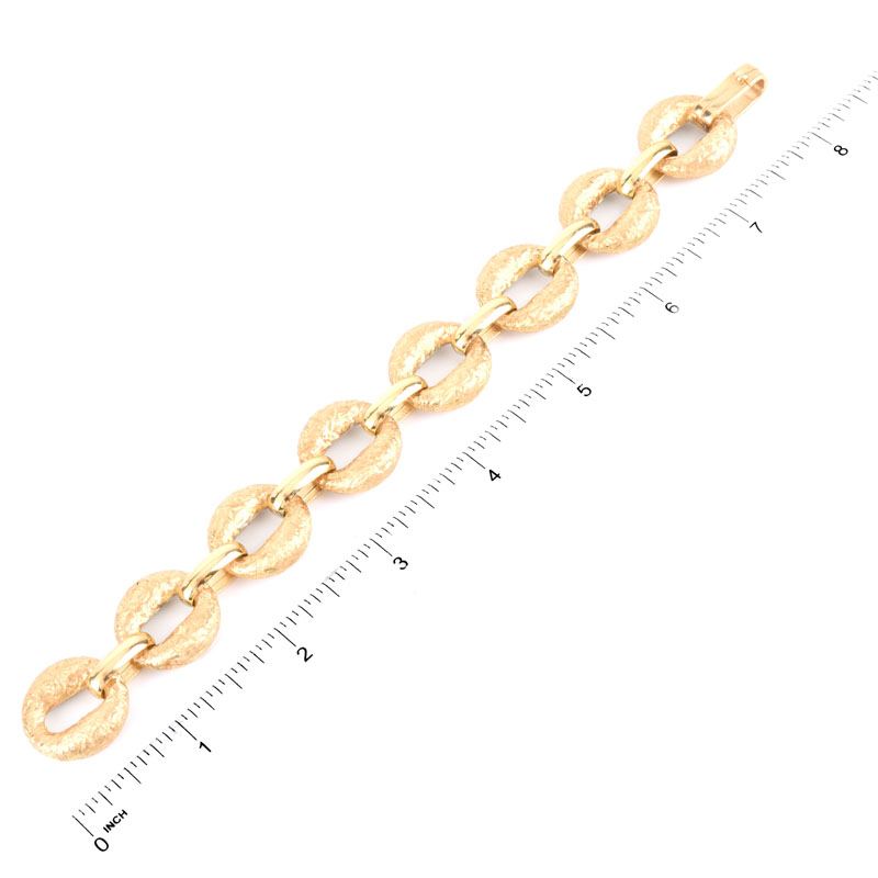 Retro Design Italian 18 Karat Yellow Gold Geometric Link Bracelet.