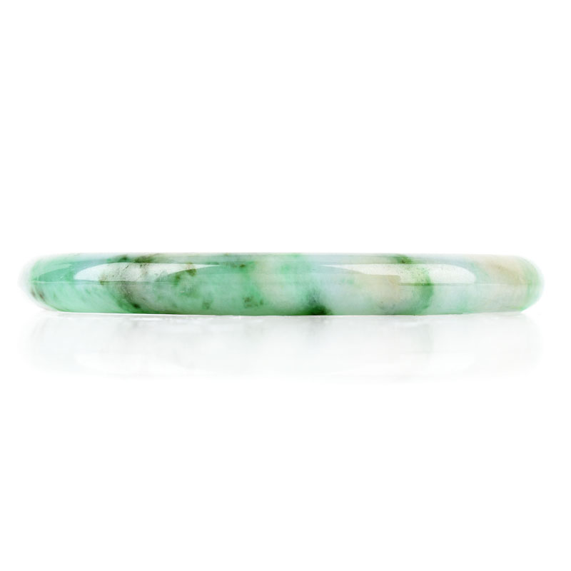 Vintage White to Green to Russet Jade Bangle Bracelet.