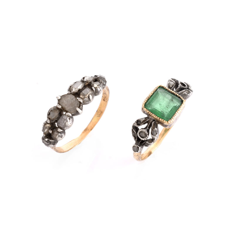 Two (2) Antique Rings Including an Emerald and 14 Karat Yellow Gold Ring.