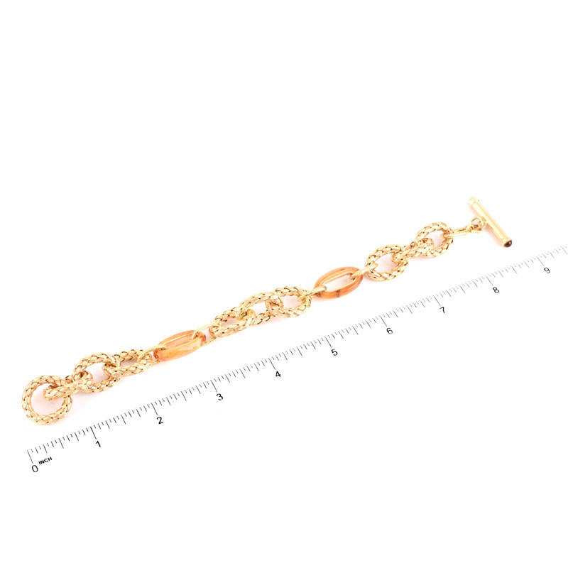 Two (2) Italian Yellow Gold and Citrine Link Bracelets. Stamped Italy 18K.