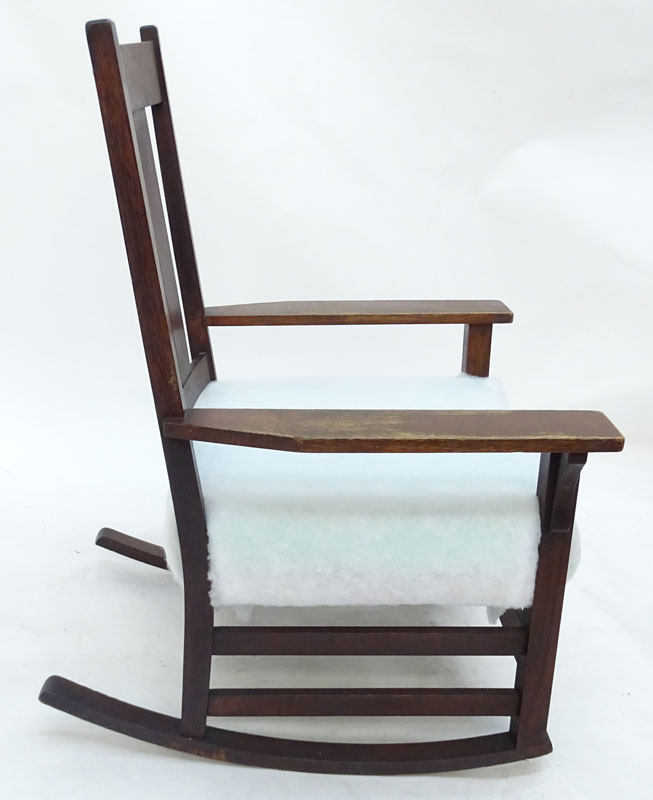 Early to Mid 20th Century L. & J.G. Stickley Style Mission Oak Rocking Chair.