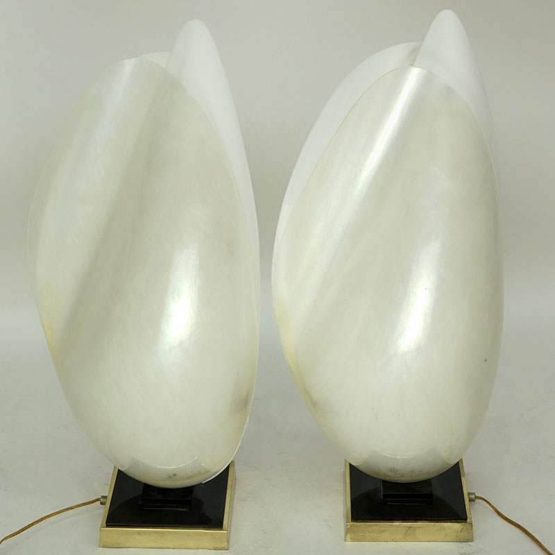 Pair of Rougier Acrylic Flori Form Lamps, Circa 1970s. Signed tag affixed lower. 