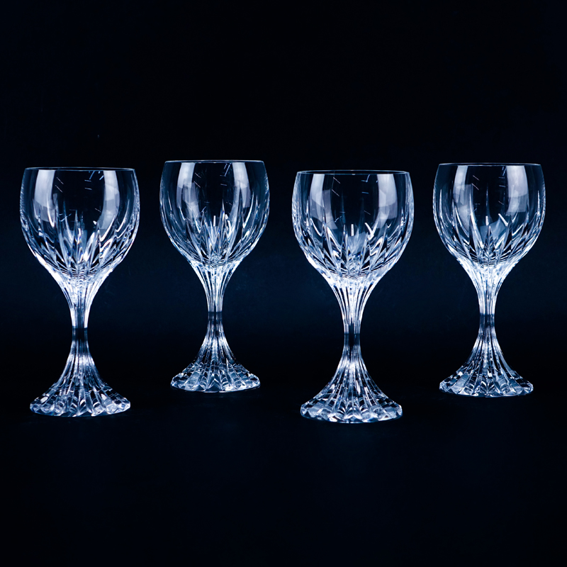 Four (4) Baccarat "Massena" Crystal Goblets. Signed. 