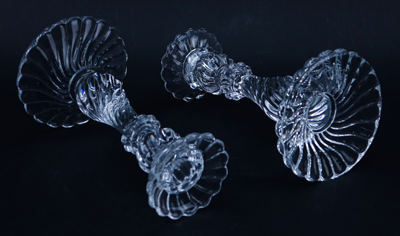 Pair of Baccarat Crystal Candlesticks. Signed.