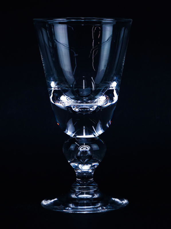 Four (4) Steuben Glass Goblets. Signed.