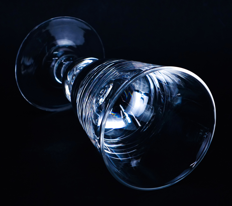 Four (4) Steuben Glass Goblets. Signed.