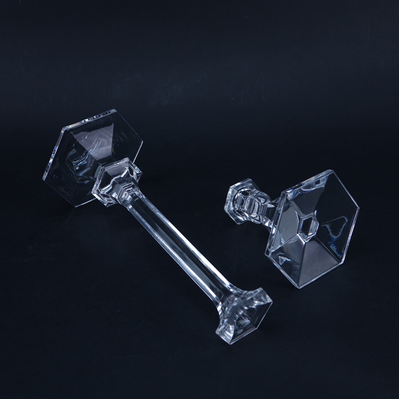 Four (4) Val St-Lambert Crystal Candlesticks. Signed.