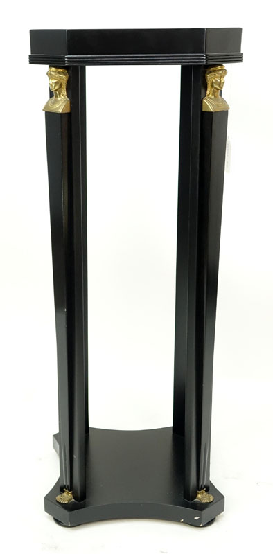 20th Century Empire Style Black Lacquer Pedestal Stand.