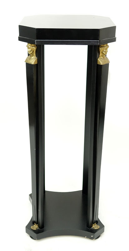 20th Century Empire Style Black Lacquer Pedestal Stand.