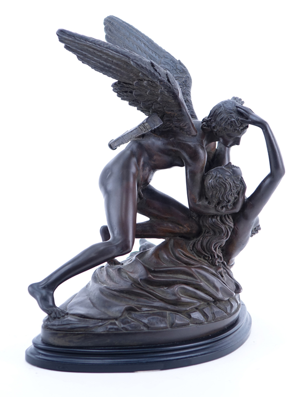 After: Antonio Canova "Amor en Psyche", Polychrome Composition Sculpture.
