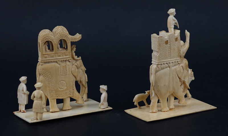 Vintage Indian Carved Ivory Figural Groups. Unsigned.