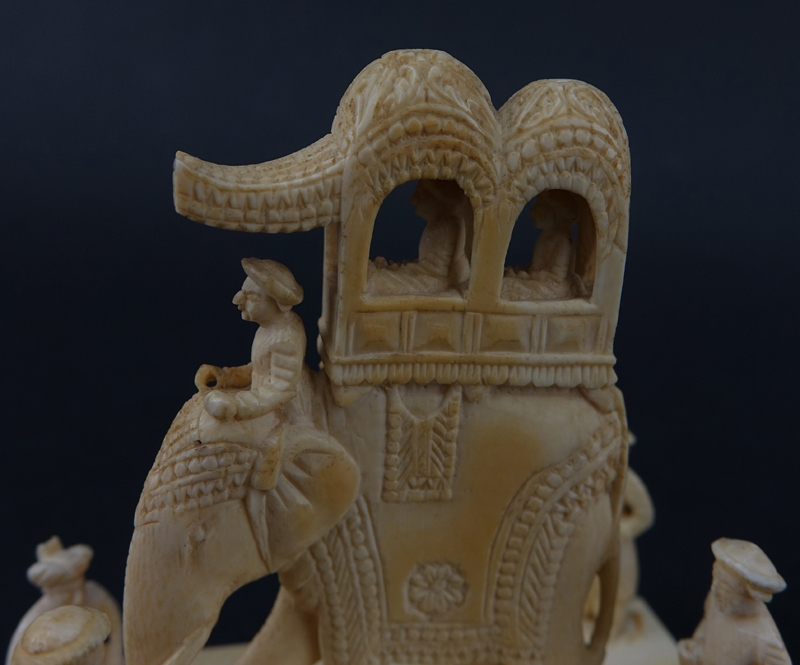 Vintage Indian Carved Ivory Figural Groups. Unsigned.