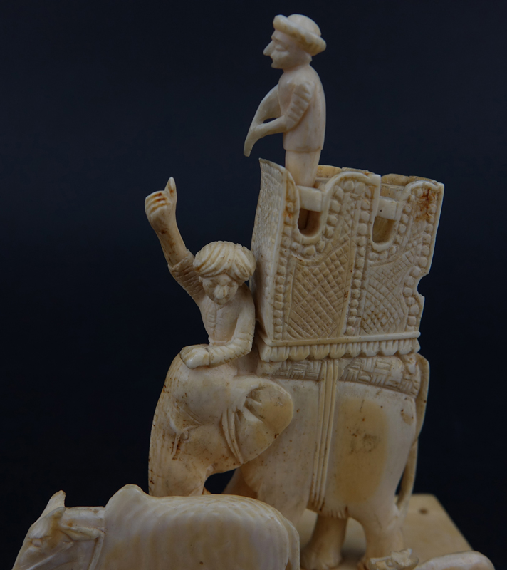 Vintage Indian Carved Ivory Figural Groups. Unsigned.