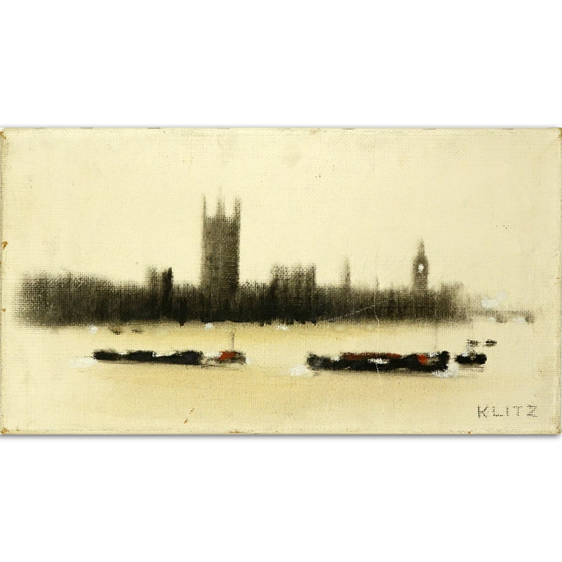 Anthony Robert (Tony) Klitz, English (1917 - 2000) Oil on Canvas "Westminster" Signed Lower Right.