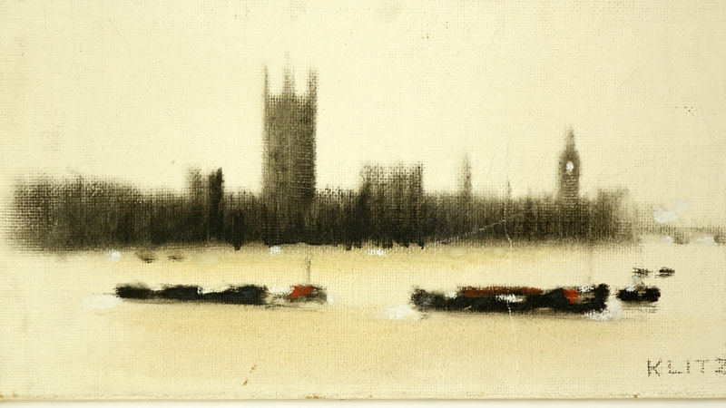 Anthony Robert (Tony) Klitz, English (1917 - 2000) Oil on Canvas "Westminster" Signed Lower Right.