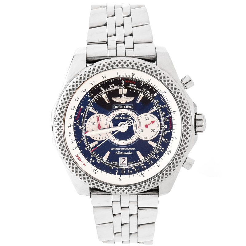 Men's Breitling for Bentley Limited Edition Stainless Steel Supersports Chronograph Bracelet Watch with Automatic Movement, Black Dial.