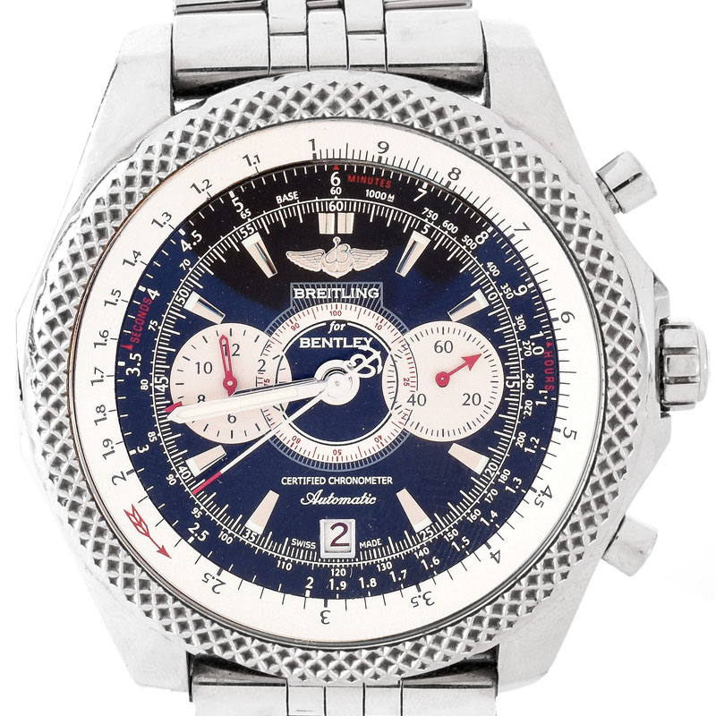 Men's Breitling for Bentley Limited Edition Stainless Steel Supersports Chronograph Bracelet Watch with Automatic Movement, Black Dial.