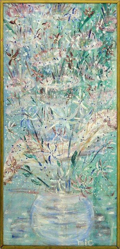 Mickey Falkenburg Wagstaff (20th Century) Oil on Board, Still Life Flowers", Signed Lower Right.