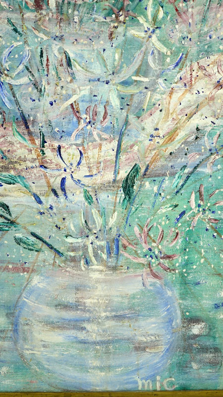 Mickey Falkenburg Wagstaff (20th Century) Oil on Board, Still Life Flowers", Signed Lower Right.