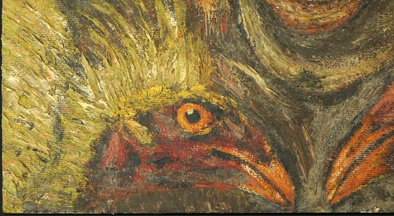 Henri Merceron, Haitian (20th century) Oil on Masonite, Portrait of a Male with Roosters.