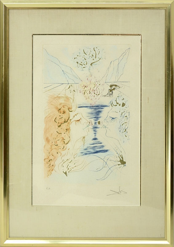 Salvador Dali, Spanish (1904 - 1989) Color Etching with Gold Dust on Arches Paper.