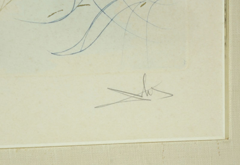 Salvador Dali, Spanish (1904 - 1989) Color Etching with Gold Dust on Arches Paper.