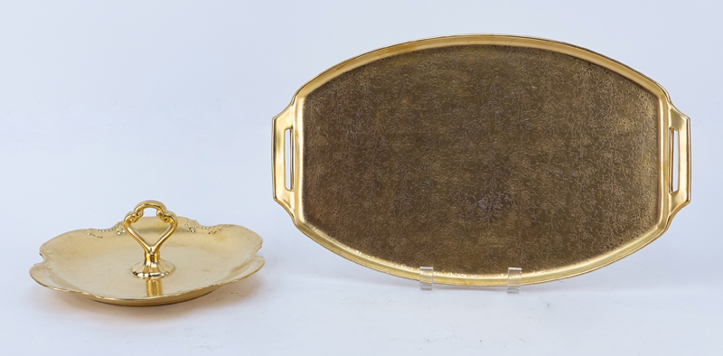 Seven (7) Vintage Pickard Gold Encrusted Floral Porcelain Tableware.