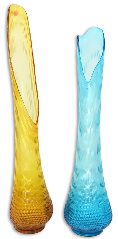 Two (2) Large Modern Art Glass Vases. Unsigned.