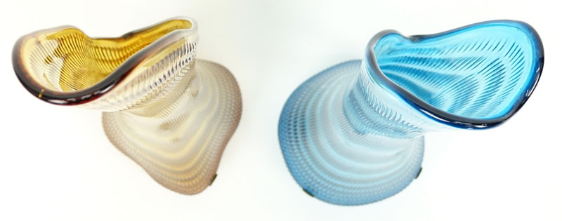 Two (2) Large Modern Art Glass Vases. Unsigned.