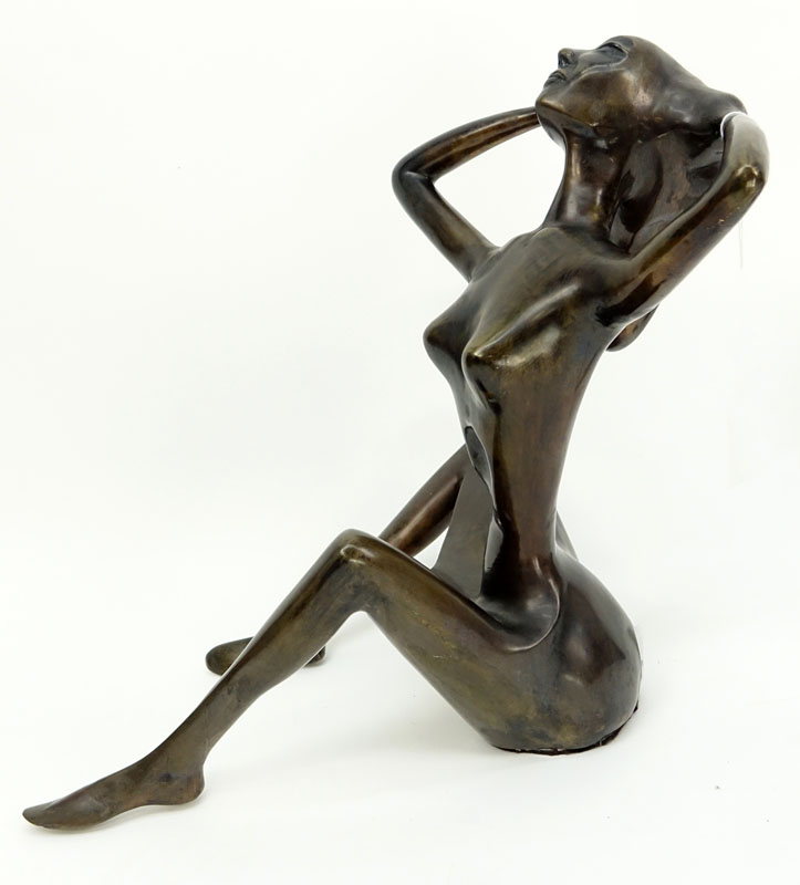 Hattakitkosol Somchai, Thai (1934 - 2000) Bronze sculpture, Seated Nude Woman.